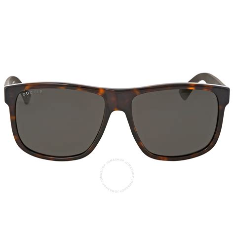 Gucci Polarized Grey Square Men's Sunglasses .